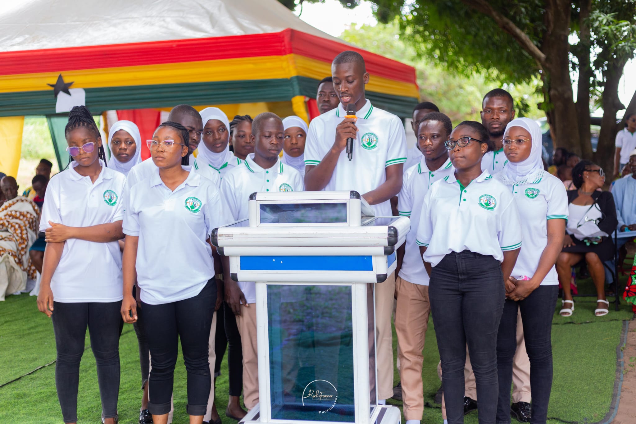 Students at MLHTS-Kintampo podium presentation