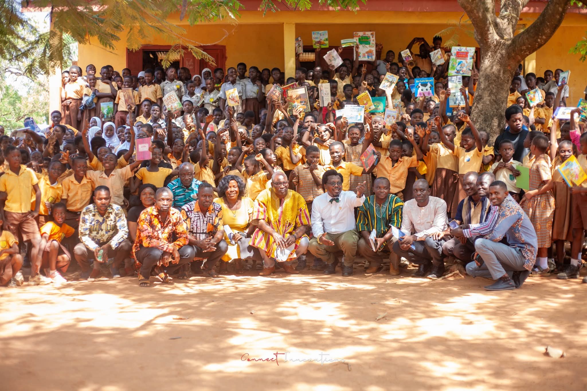 Children in Kintampo celebrating with their donated books